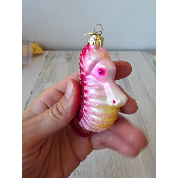 KSA Kurt Adler seahorse pink glitter ornament noble gems Xmas tree - Picture 6 of 8
